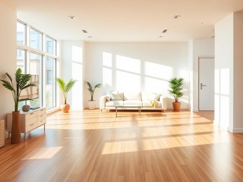 Bright, clean modern living room after residential cleaning
