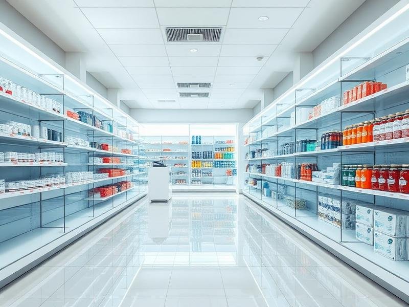 Clean, bright retail store interior with organized shelving